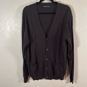 Woolovers Charcoal Gray Cotton Cashmere Cardigan Size Large